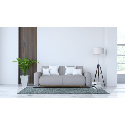 Tapis bleu moderne en laine touffeté à la main Decherd