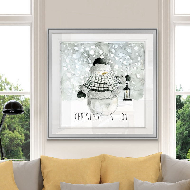 « christmas is joy », peinture, H 16 po x l 16 po x P 1,5 po, Encadrement argenté