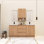 Ensemble de meuble-lavabo 72 po, meuble-lavabo autoportant avec double lavabo en résine et armoires de rangement, portes et tiroirs à fermeture en douceur