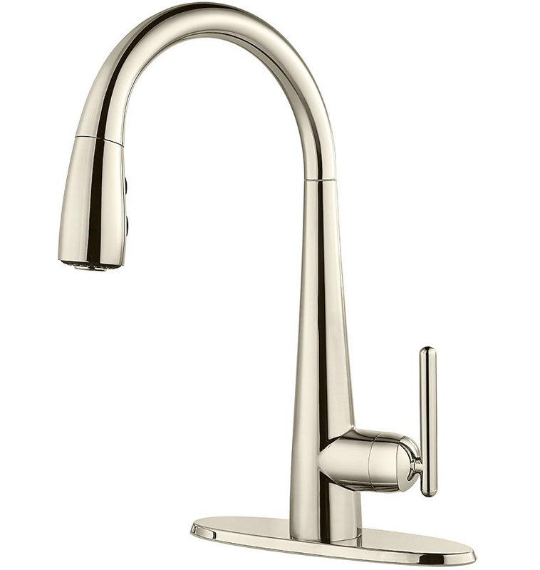 Lita Pull Down Single Handle Kitchen Faucet, Polished Nickel