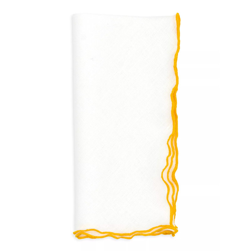Lettuce Edge Napkin, Set Of 4, White/Dark Gold