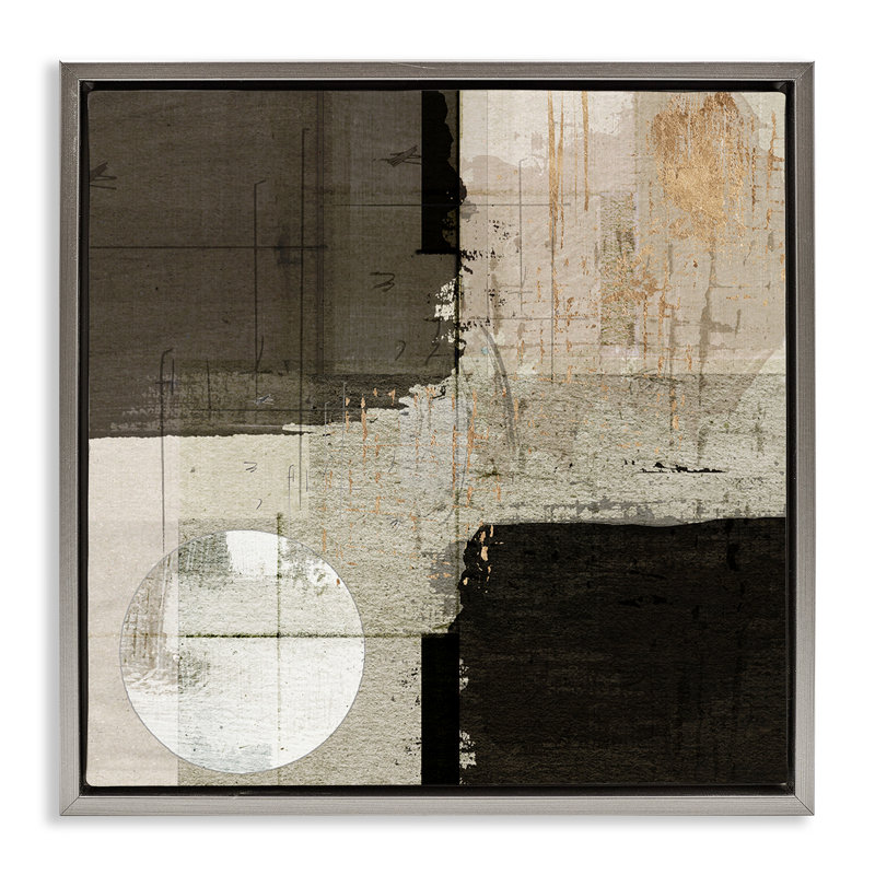Formes neutres carrées et circulaires, H 18 po x l 18 po, Cadre flottant gris lustré