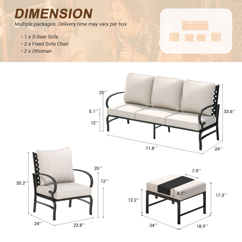 5 Piece Outdoor Conversation Furniture Set