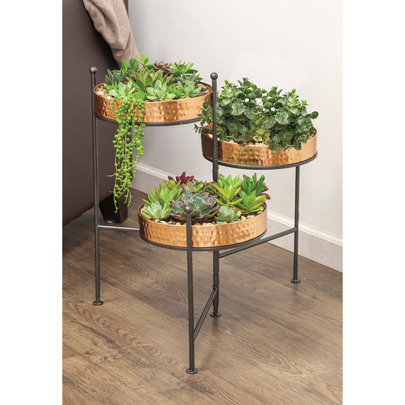 Arvind Metal Weather Resistant Plant Stand, Copper