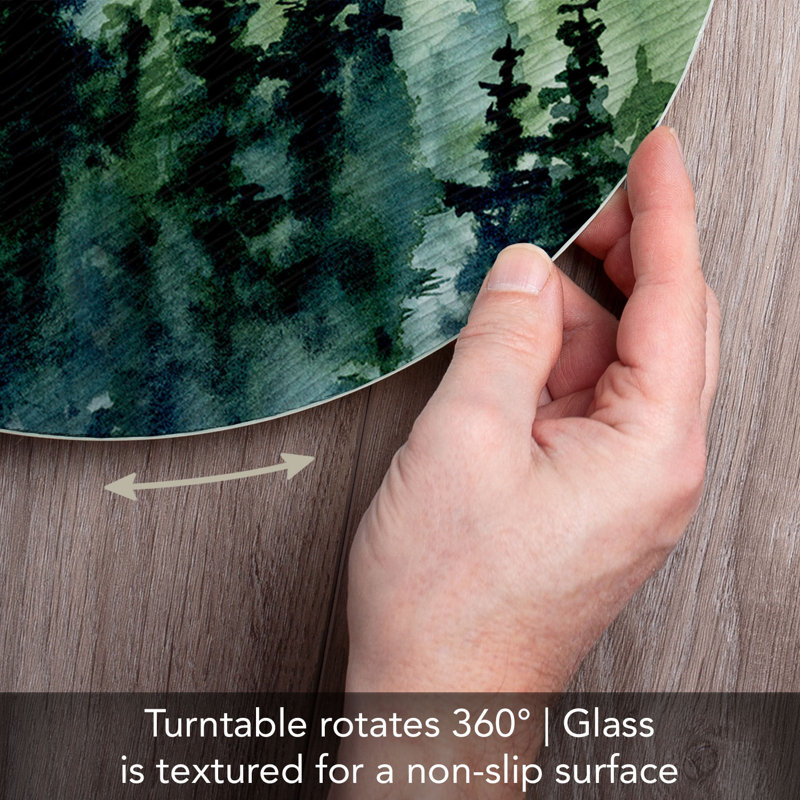 CounterArt Misty Tree Line 13" Tempered Glass Lazy Susan Turntable