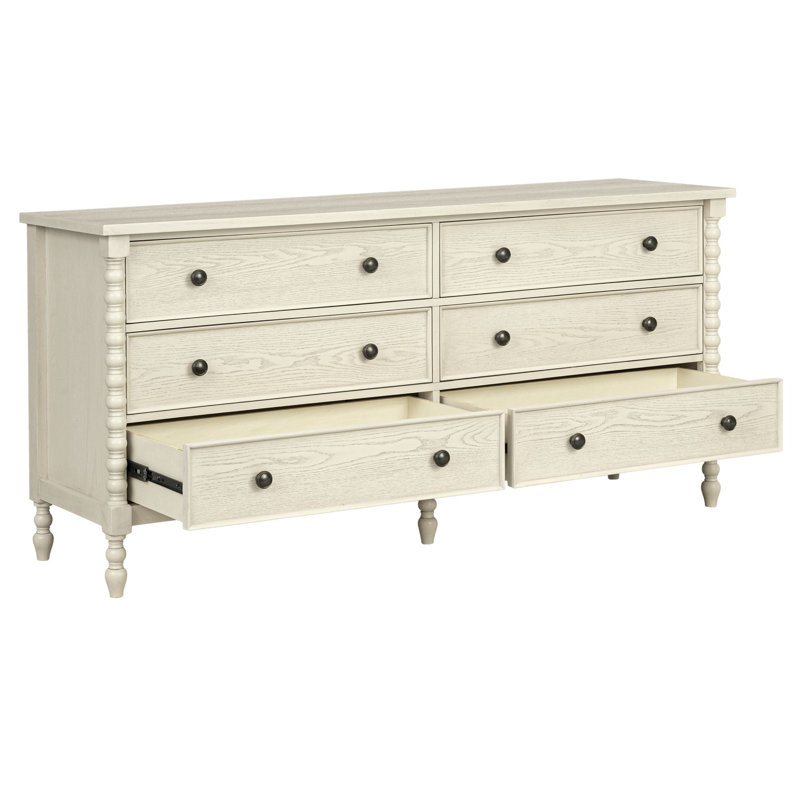 Commode double 6 tiroirs Beckett, Crème antique