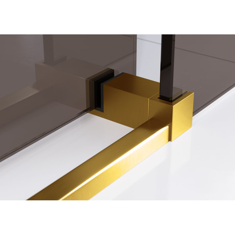Equinox 56 - 60 in. x 78 in. Fully Frameless Tinted Sliding Shower Door, Satin Brass