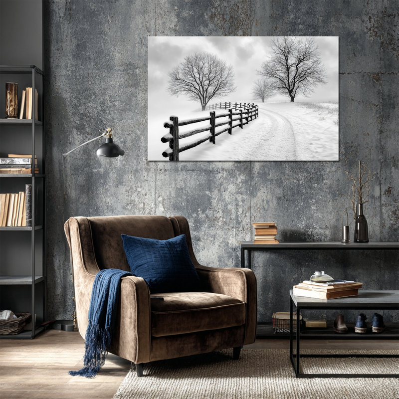 «Winter Tree Wall Art - Winter Scène, décoration murale, paysage d'hiver, art mural pour salon, H 20 po x l 30 po