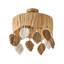 Plafonnier semi-encastré cylindrique à intensité variable 4 lumières 16 "Boho avec pampilles, métal doré et abat-jour en raphia, luminaire moderne organique décoratif