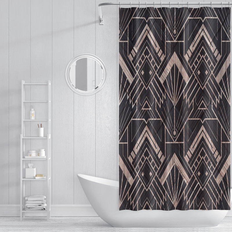 Rideau de douche géométrique simple, H 72 po x l 70 po