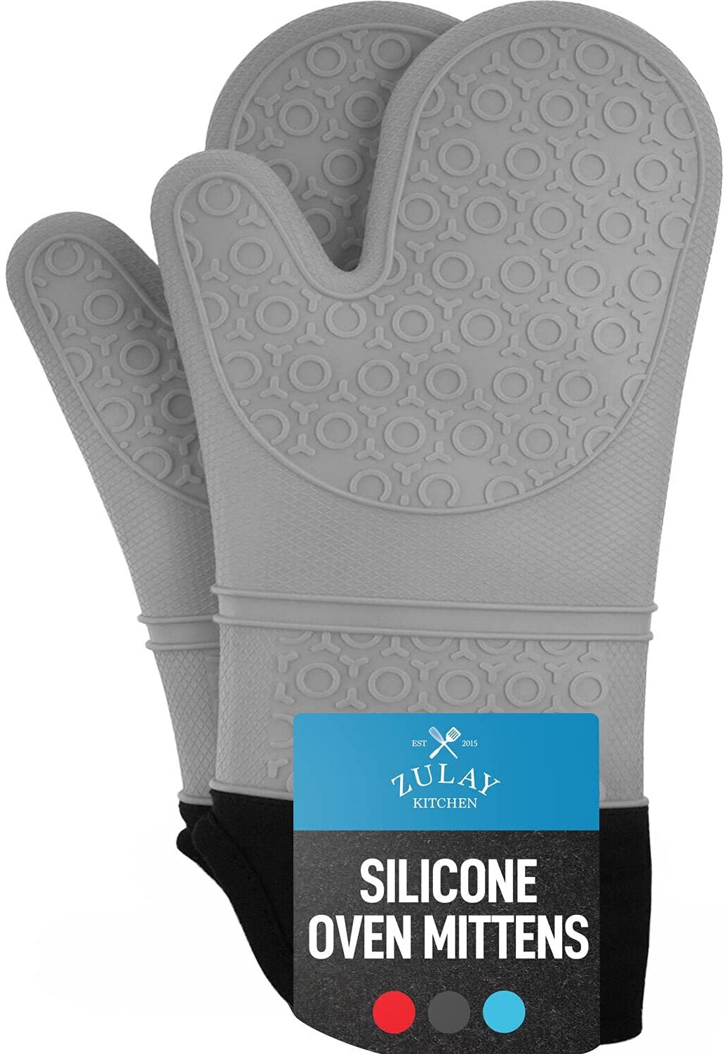 Nautica Home Aqua Striped 100% Cotton Oven Mitts with Silicone Palm (Set of 2)