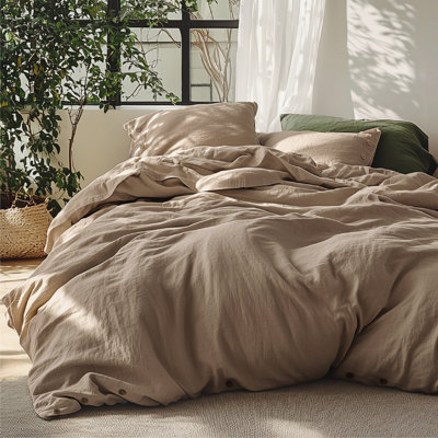 Bedsure Linen Cotton Blend Duvet Cover, PureWoven Cooling & Breathable Bedding Set for Hot Sleepers (Set of 3)