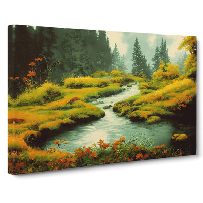 Blooming Forest Stream - Wrapped Canvas