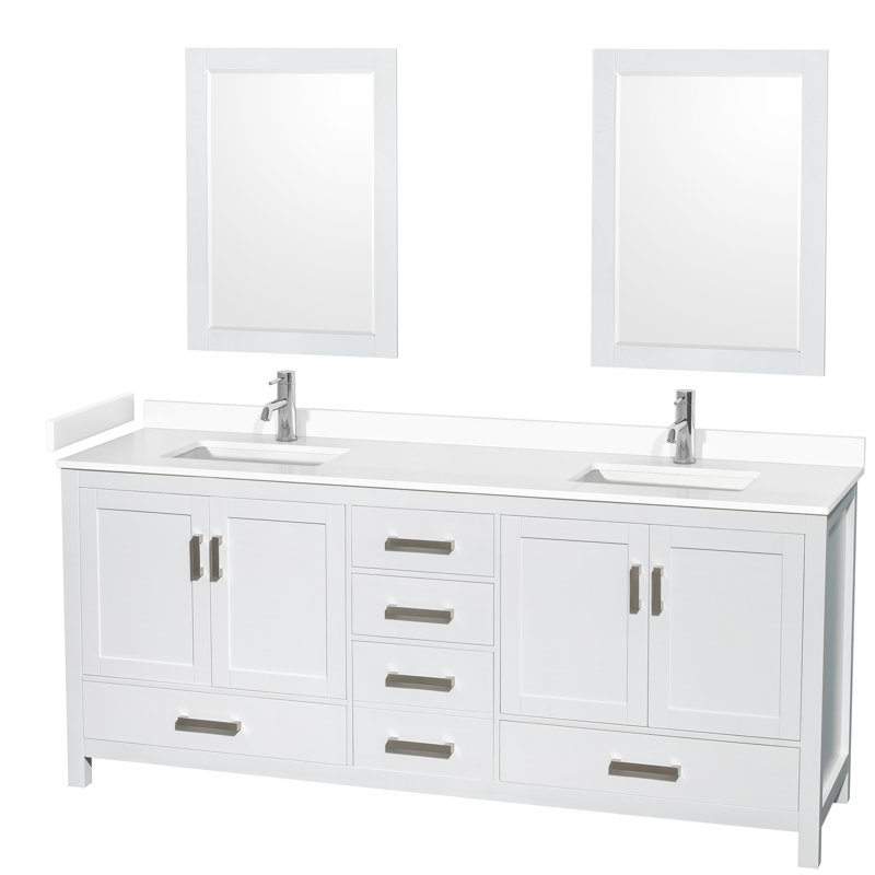 Sheffield 79" Double Bathroom Vanity Base Only, White