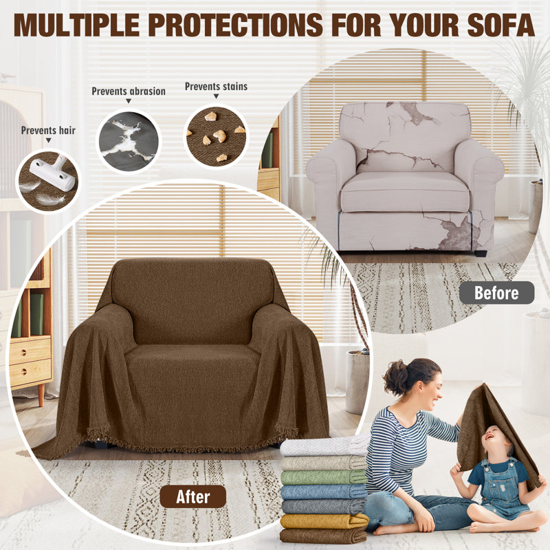 Wald Soft Sofa Cover,Washable Sectional Slipcover,Durable Sofa Blanket Couch Cover,Pet Friendly Bed Cover