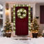 Couronne de Noël pré-éclairée à DEL, à piles avec lumières blanches chaudes, décoration de Noël ignifuge intérieure / extérieure en PVC-1764747796
