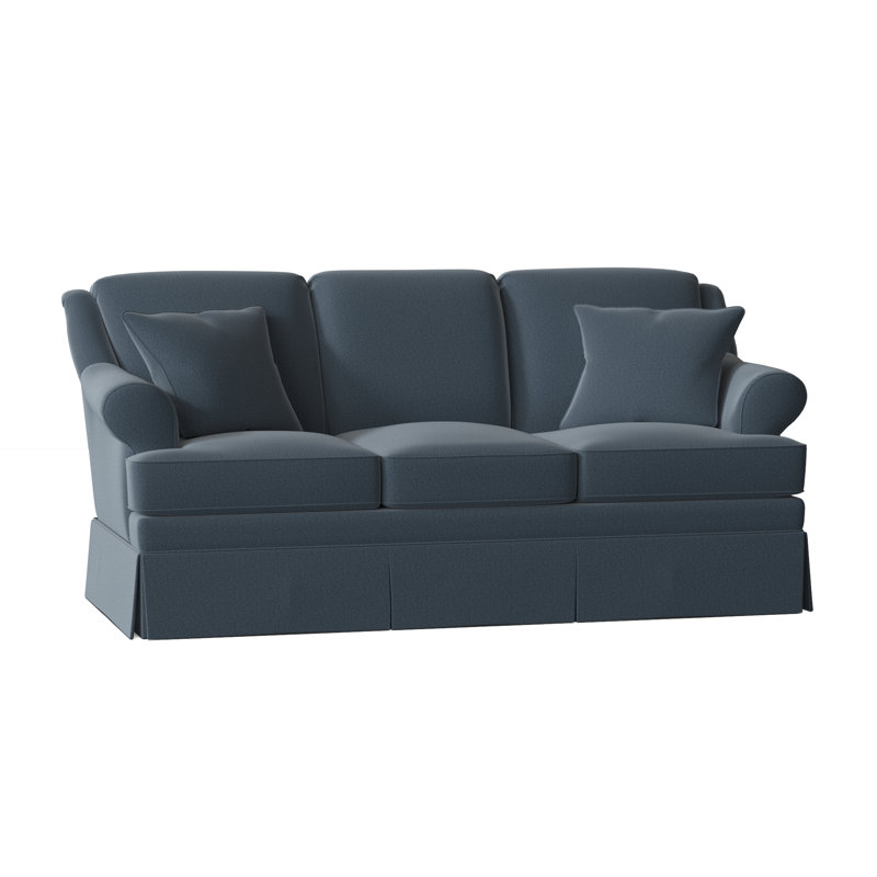 Canapé à accoudoirs arrondis de 73 po avec coussins réversibles Connor, Anello 22 sergé performance bleu marine, Non