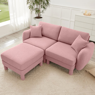2 Pink Boucle Fabric With Distinctive , Construction And Comfortable Seating For Daily Relaxation Upholstered Spring Coil System Reading Nooks