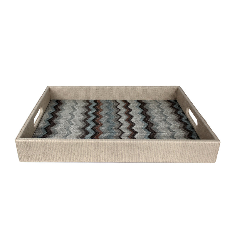 Nayleigh Leather / Faux Leather Tray, Brown/Blue/Grey