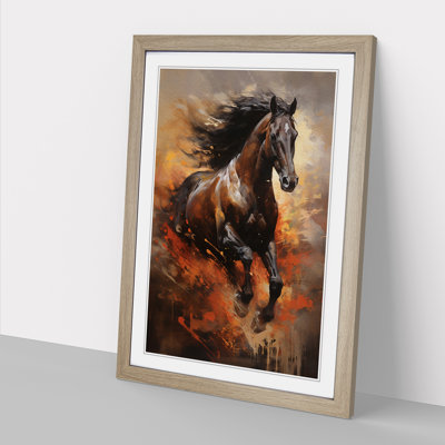 Horse Action Painting - Single Picture Frame Print on Wood