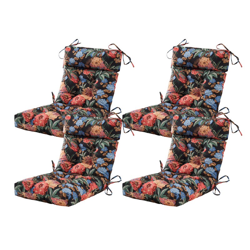 Outdoor 4'' Seat / Back Cushion, Red Floral