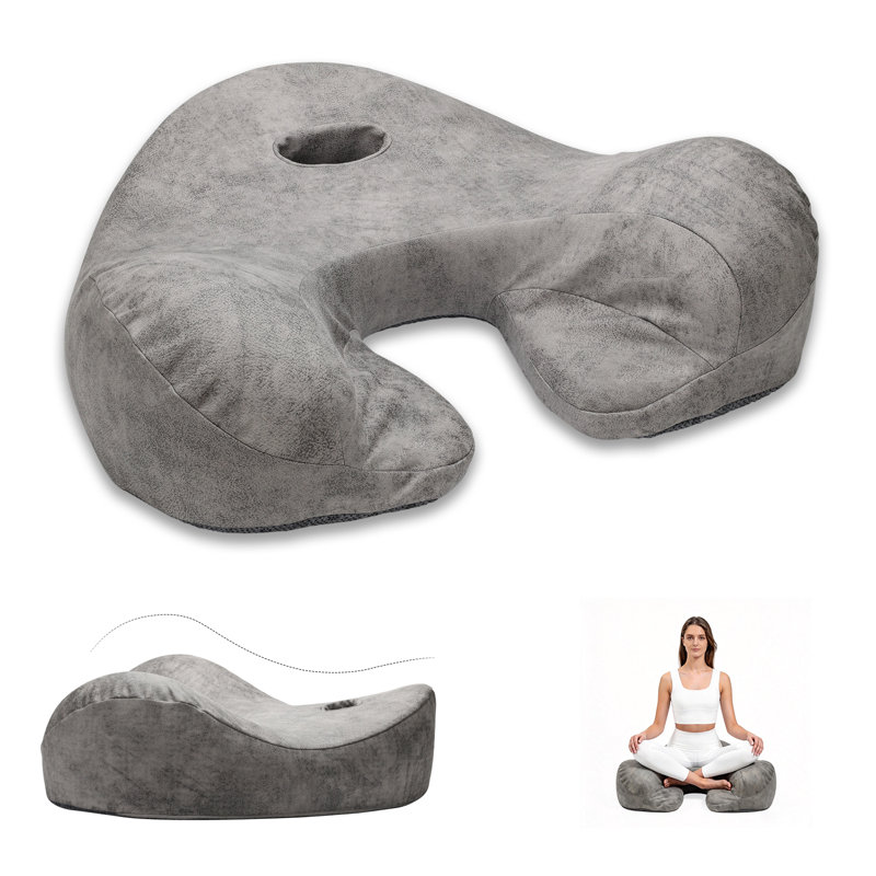 Ergonomic Meditation Cushion With Leg Support, Memory Foam Floor Pillow Seat For Adults, Comfortable Meditation Seat For Yoga, Reading & Long Sitting, 23 Inch, Gray
