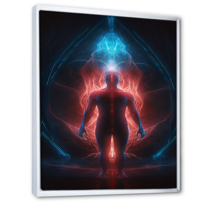 «Etheral Body Glowing Light Awakening», reproduction sur toile, H 32 po x l 16 po x P 1 po, Cadre flottant blanc
