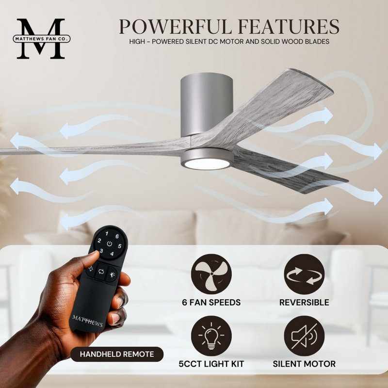 Irene LED Ceiling Fan, Brushed Nickel, Barn Wood Tone, 42"