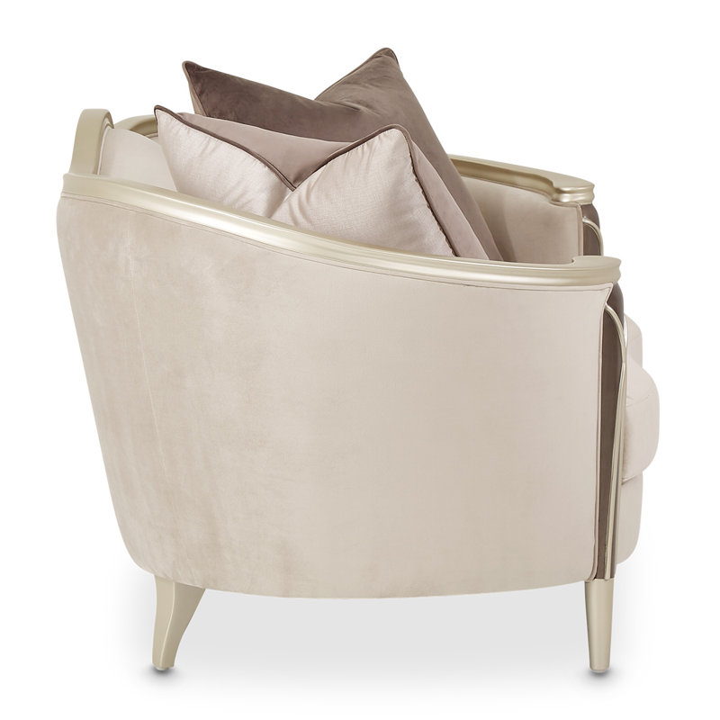 Villa Cherie 71'' Round Arm Loveseat, Porcini Velvet