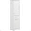 Grande armoire de rangement pour salle de bain, armoire de rangement autoportante avec deux tiroirs de tailles différentes et tablette réglable, panneau de fibres à densité moyenne avec finition peinte-351276950