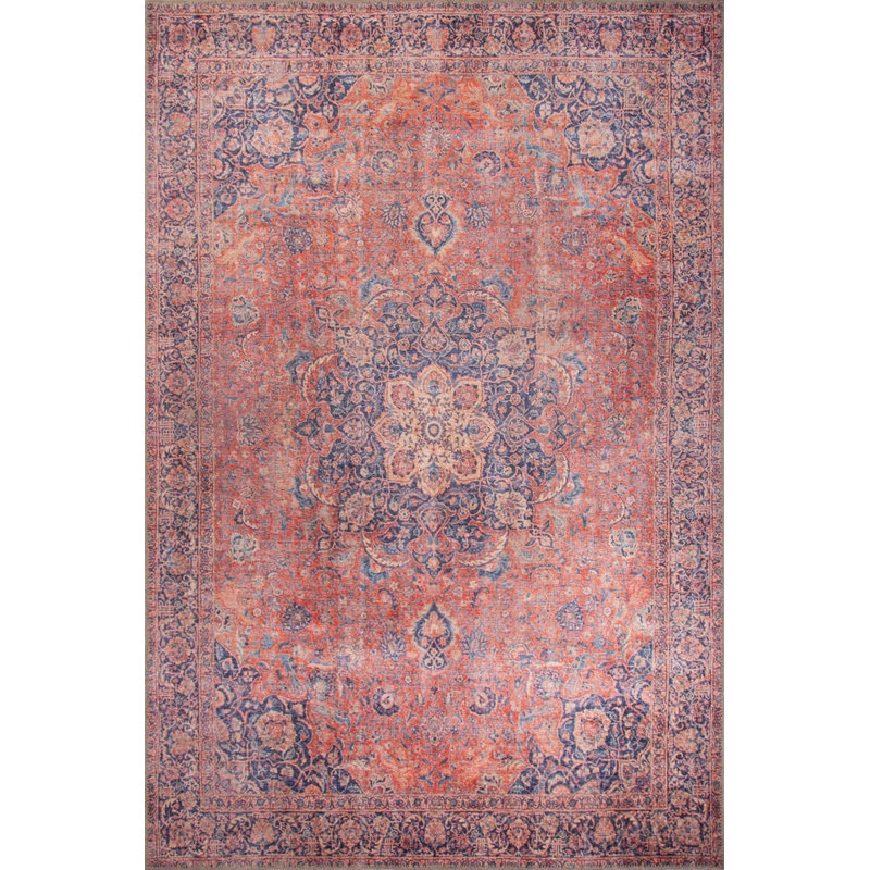 Tapis rouge à motif tissé rétro, Rectangle 3 pi 10 po x 5 pi 3 po