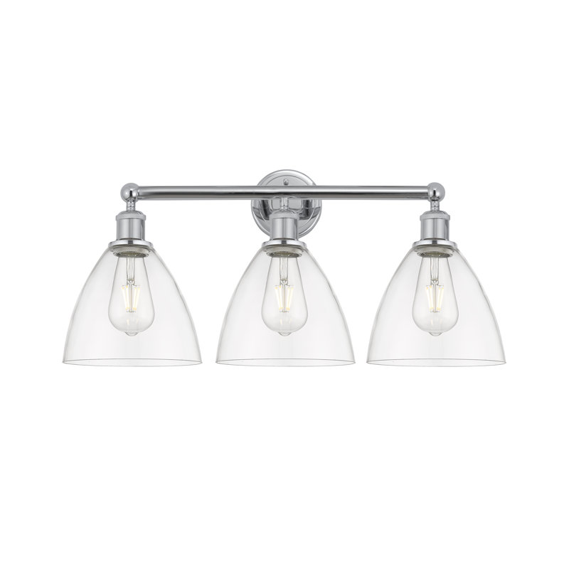 Éclairage pour meuble-lavabo de salle de bain 3 lumières 25,5 pouces Amane, Transparent, Chrome poli