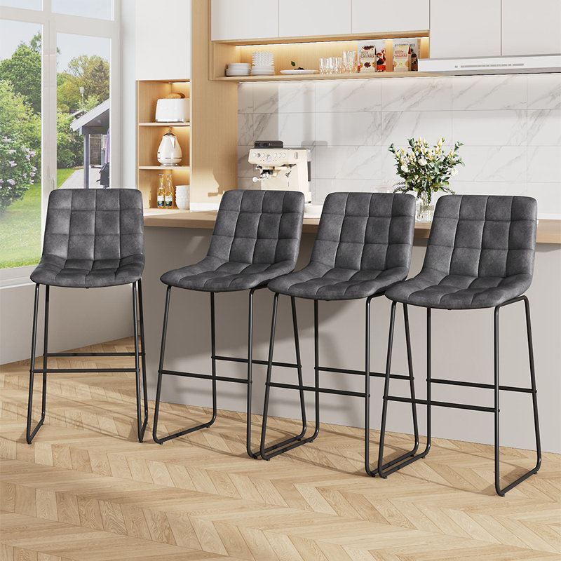 Bianchini Upholstered Faux Leather Bar Stool