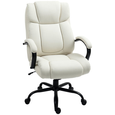 High Back Big and Tall Executive Office Chair 485lbs with Wide Seat and Linen Fabric by Latitude Run