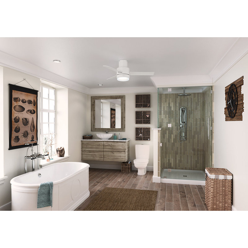 132cm Ceiling Fan with Light Kit, Mattee White, Matte White