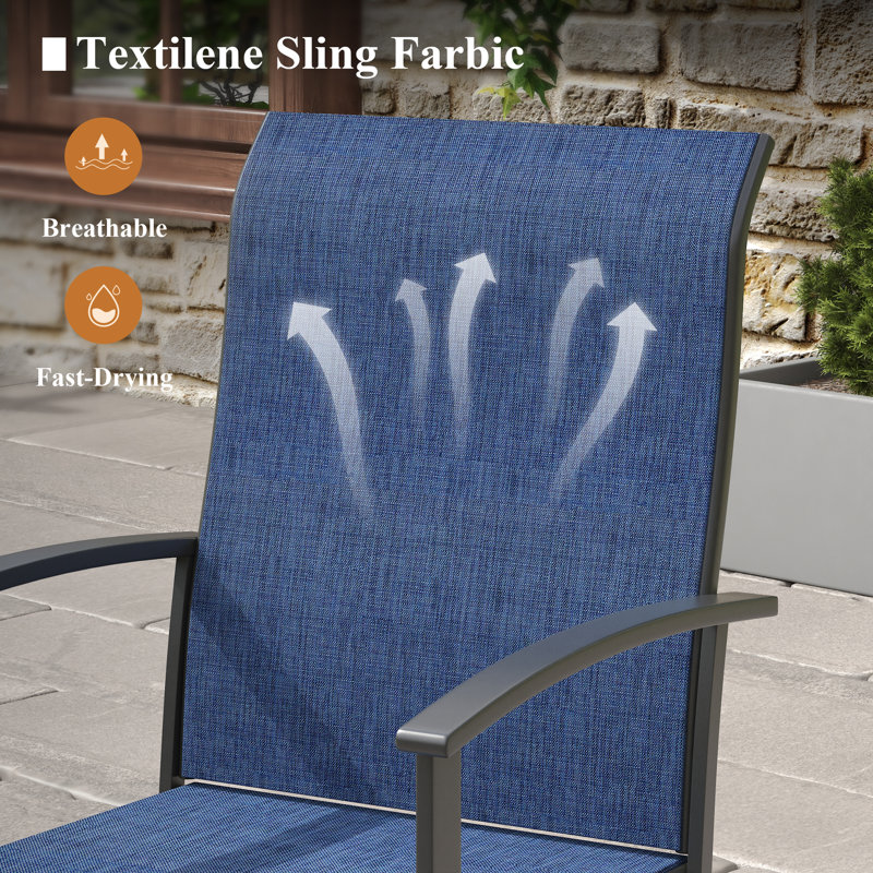 8-Person Patio Dining Set With Swivel Chairs, Black/Blue