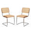 Chaise de salle à manger en porte-à-faux 19,3 "de style Mid-Century moderne avec dossier et siège en canne, structure en métal -939150051-927007987