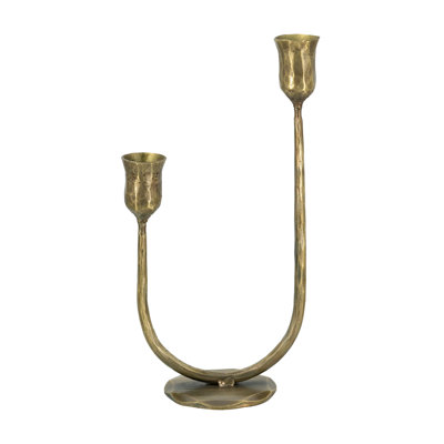 Porte-bougie conique en fer 2 lumières 6,3 x 3,5 x 11,5 po avec finition bronze vieilli