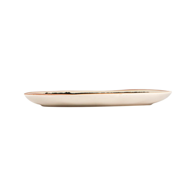 Nicola Spring - Stripe Rim Stoneware Side Plates - 20.5cm - Monochrome