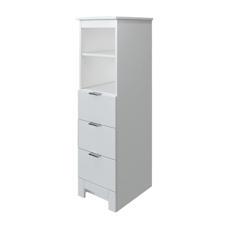 MagickWoods Elenis 14 W X 17 D X 49H Graphite Gray Linen Cabinet, Matte White