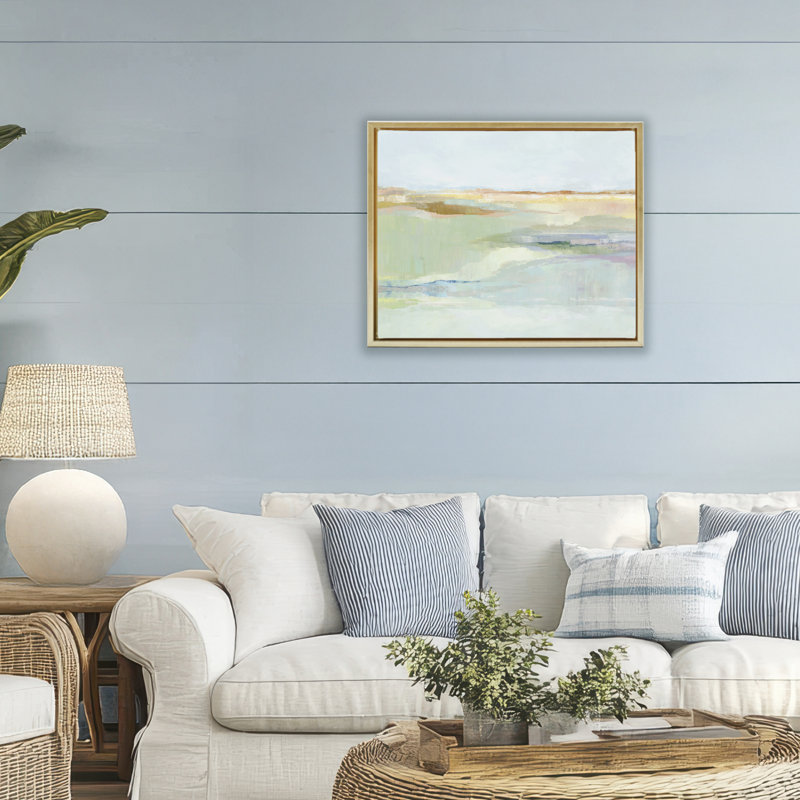 Cadre flottant Springtime Glow Landscape, design par Ian C., H 17 po x l 21 po, Cadre flottant métallique doré