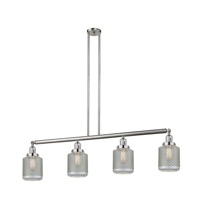 Luminaire suspendu pour îlot de cuisine 4 lumières Leis, Nickel poli, DEL