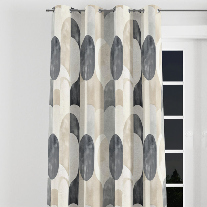 Panneaux de rideaux à formes géométriques - Rideau à œillets à motif neutre moderne - 1 panneau, L 52 po x L 95 po