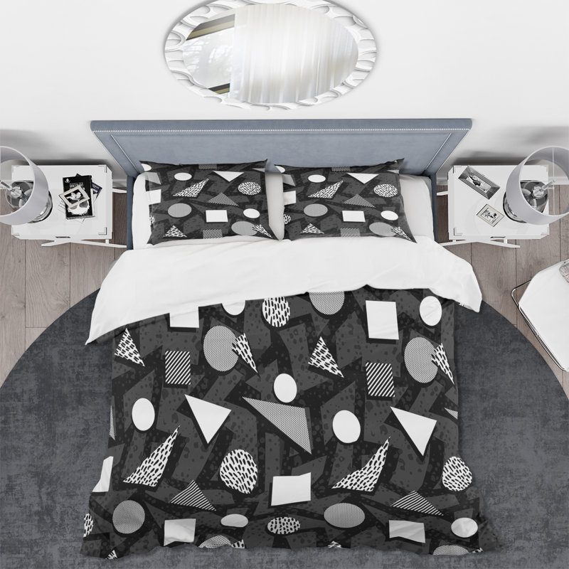 Polyester Geometric Shapes Duvet Cover, King Duvet Cover + 2 King Shams