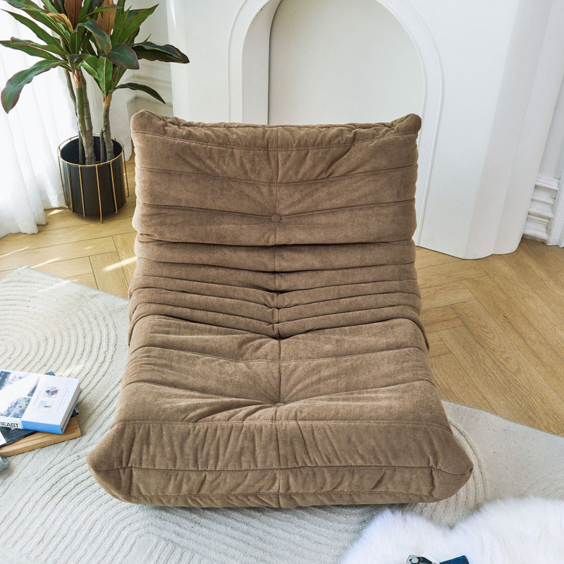 Fauteuil à billes avec dossier capitonné, Polyester brun mat