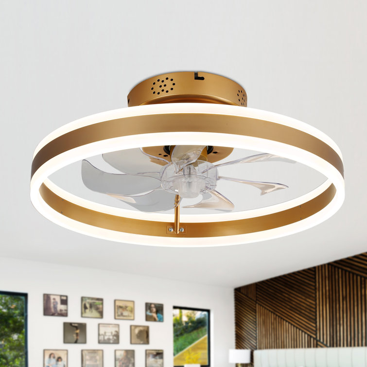 Desnoyer 19.7 inch Smart APP Low Profile Ceiling Fan Remote Control 6-Speed Flush Mount LED Lighting