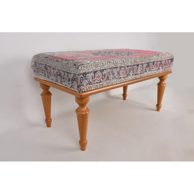 Floral Pattern Bench, Oushak Bench, Ottoman Bench, Upholstered Bench, Turkish Rug Bench, Kilim Bench, Home Decor Bench, Handmade Bench