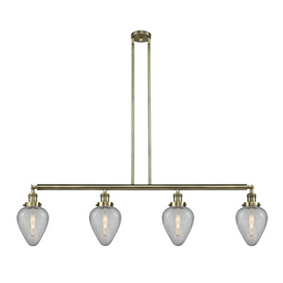 Geneseo - 4 lumières - 52 pouces - Laiton antique - Tige suspendue - Îlot réglable