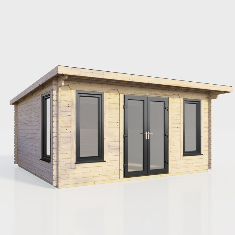 Powersheds 16 x 12ft Pent Log Cabin, Doors Central - 44mm