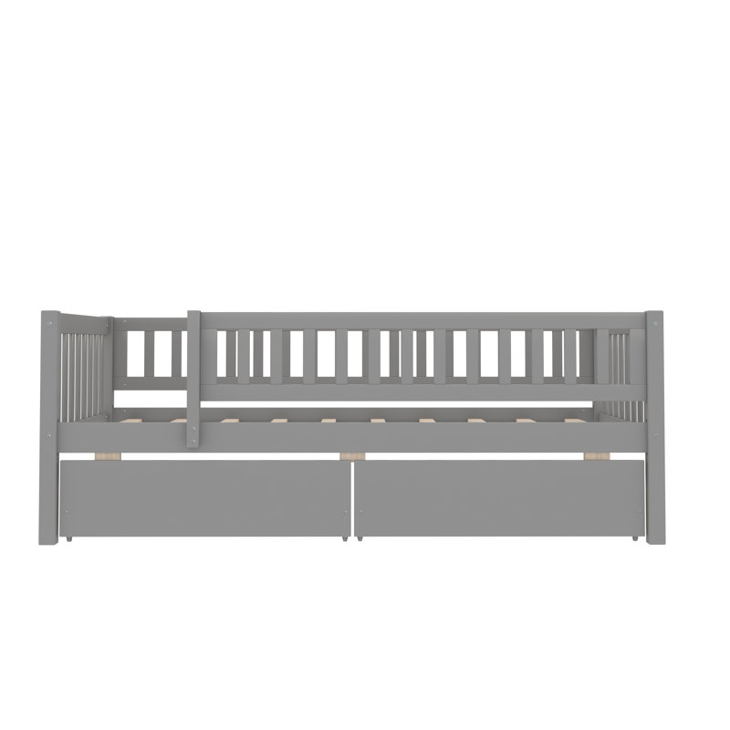 Halimo Kids Twin Daybed with Drawers, Gray